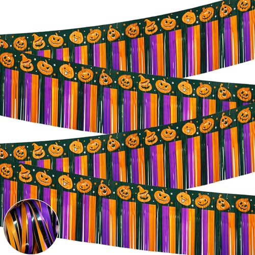 Pumpkin 4 Pack Halloween Foil Fringe Streamers for Parade Floats & Party Decorations