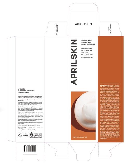 Aprilskin Carrotene Clarifying Foam Cleanser - Deep Cleansing & Sebum Control for Oily Skin - 120ml | Vegan & Cruelty-Free