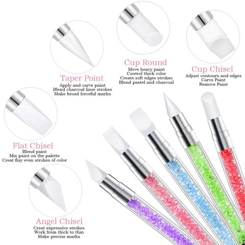 Nail Art Tools,Nail Art Brush,2 sets Nail Stand,5 PCS Dual Tipped Nail Dotting Tool and Sculpture Pen, Acrylic Silicone Nail Pen, Nail Design Tools