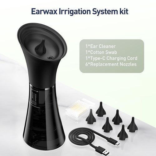 Ear Wax Removal - Electric Ear Cleaner with IPX7, Water Powered Ear Cleaning Tool with Irrigation Flusher, 6 Tips, 4 Pressure Settings - Safe & Effective for Ear Wax Cleaning Gifts for Women Men