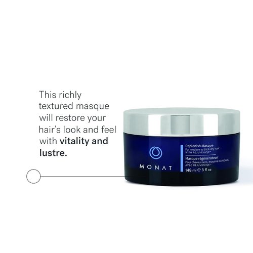 MONAT Replenish™ Masque - Deeply Conditioning Hair Masque for Medium to Thick Hair | Hydrating Formula with Pea Extract & Vegan UV Protectant - 148 ml (5.0 fl. oz.)