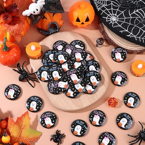 Halloween Ghost Button Pins Set - 50 Gender Reveal Party Decorations