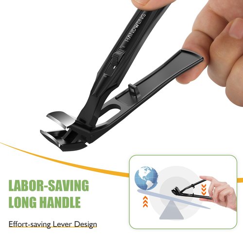 Toenail Clippers for Seniors Thick Toenails, Large Toe Nail Clippers for Men with Wide Jaw Opening, Angled Head Toe Nail Clippers for Thick Nails with Catcher Long Handle