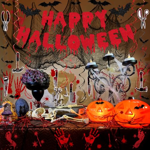 Halloween Party Decorations Kit with Banner Bat Stickers & Spooky Props