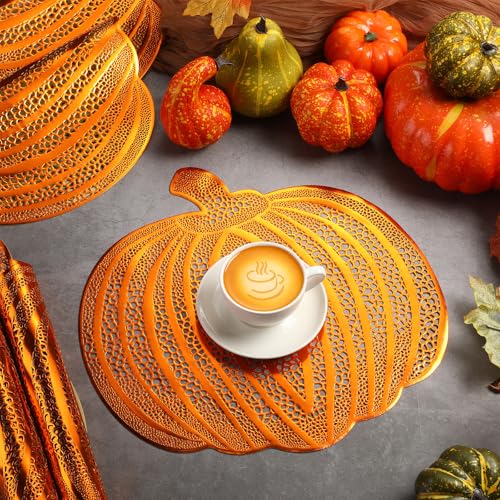 Thanksgiving Pumpkin Placemats Vinyl Metallic Bronze - Set of 12