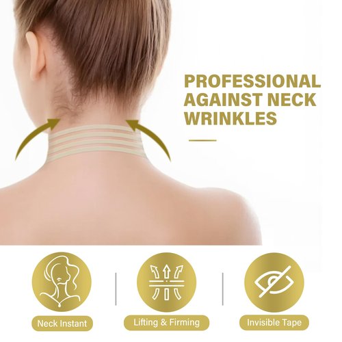 ITECFREELY 28PCS Neck Lift Tape, Invisible Neck Tape Lifting for Double Chin & Sagging Skin, Reusable High Elastic Face Tape Waterproof & Breathable Instant Lift for Women