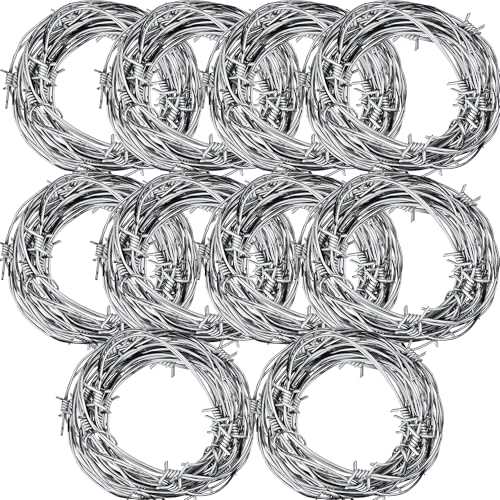 Rusted Fake Barbed Wire Decoration Set - 10 Pcs, Garden, Halloween, Western Theme