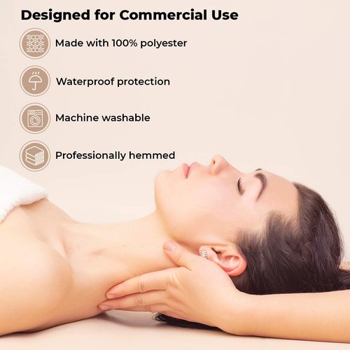 ForPro Professional Collection Waterproof Massage Table Cover - Machine Washable Spa Sheet Set, Natural