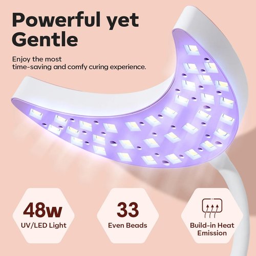 modelones UV LED Nail Lamp, Gooseneck UV Light for Gel Nails, 48 W Nail Light for Gel Polish with 3 Timers and LCD Display, LED Lamp for Fast Curing Gifts for Women Girls