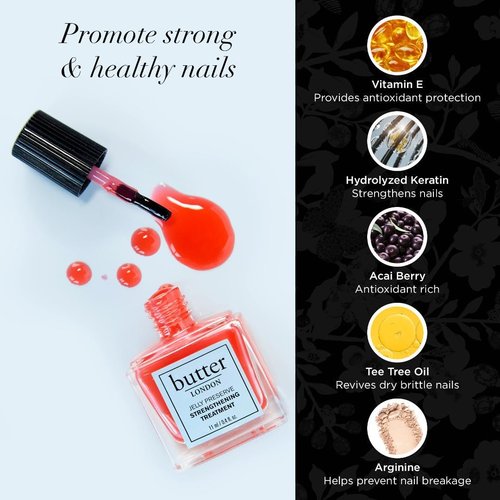 butter LONDON Nail Strengthener - Nourishing Pink Translucent Finish for Damaged Nails | Revitalize & Rejuvenate Nail Beds