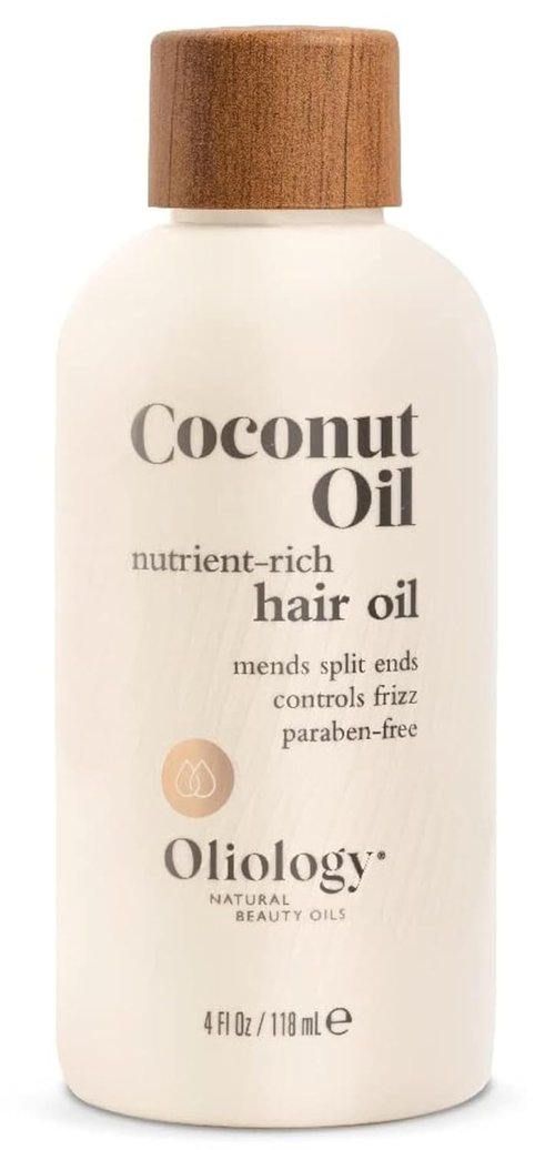Oliology Coconut Hair Oil - Hydrates & Softens Hair, Controls Frizz - Lightweight, Paraben-Free Formula (4oz)