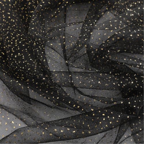 Halloween Fall Table Runner 10 ft Black Metallic Sheer Glitter Mesh - Set of 3