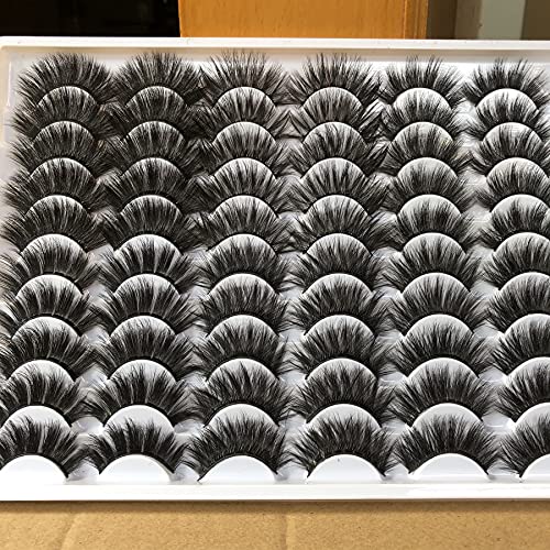 False Eyelashes Pack 30 Pairs - 6 Styles 10-20mm Dramatic Faux Mink Thick Lashes
