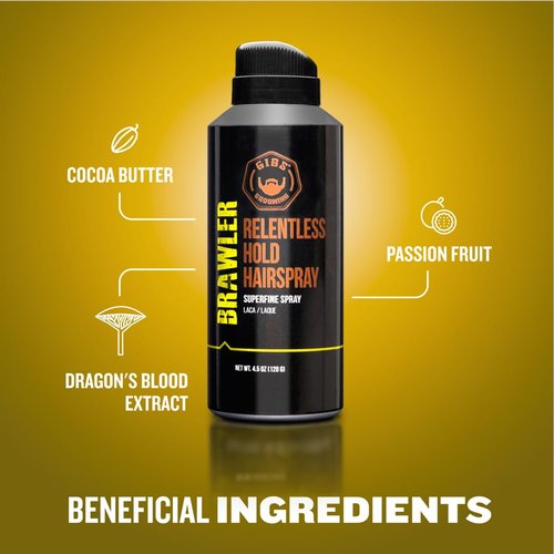 GIBS Grooming Brawler Hairspray - Strong Hold & Lightweight Formula | 4.5oz