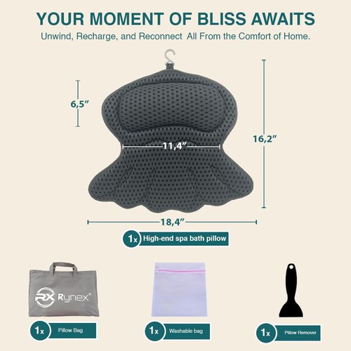Bath Pillows for Tub, Bath Pillow Luxury Bathtub Pillows for Head and Neck Support - With 4D Air Mesh Fabric & Strong 6 Suction Cups, Tub Pillow For Bathtub, Bath Accessories & Spa Gifts For Women Men