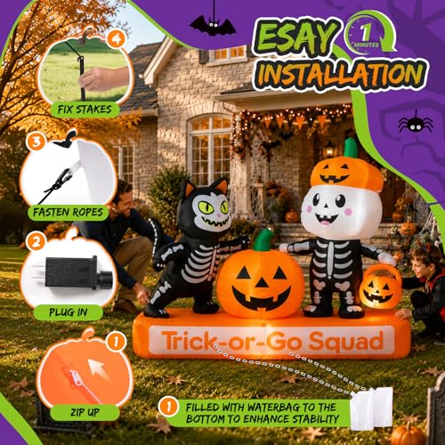 Halloween Inflatable Trick-or-Treat Squad 7FT Yard Decoration - Fun Characters