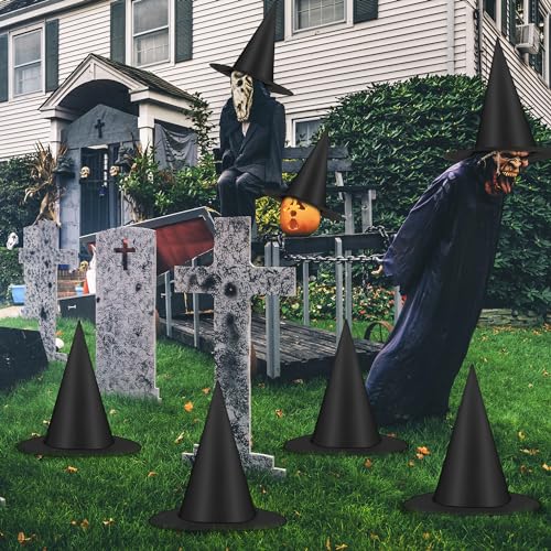 48 Pcs Halloween Witch Hats Set - Black Hanging Decorations with Nylon Cord