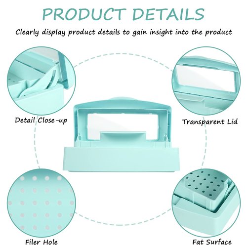 Gusnilo Barbicide Disinfectant Box Nail Art Tools Sanitizing Tray Disinfectant Container Nail Tool Sterilizer Box Plastic Clean Sterilizer Box Storage Organizer for Nail Manicure Tool (Light Green)
