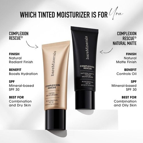 bareMinerals Complexion Rescue Tinted Moisturizer for Face with SPF 30, Full Size, Natural Pecan 05, Vegan, Cruelty-Free & Dermatologist-Tested