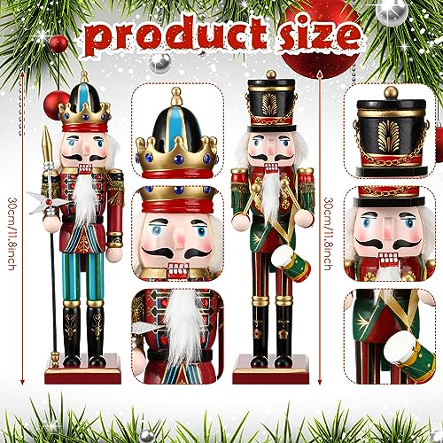12-Inch Wooden Nutcracker Figures Set - Christmas Decor, Holiday Gift