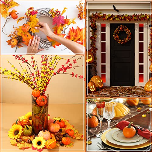 150PCS Fall Thanksgiving Pumpkin Gourd Leaves Decor Set - Artificial Autumn Decorations