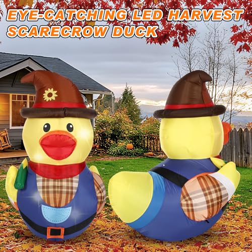 5ft Fall Inflatable Outdoor Thanksgiving Decor - Scarecrow Duck Variation