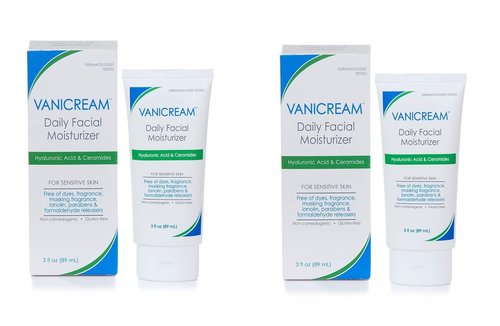 Vanicream Daily Facial Moisturizer With Ceramides and Hyaluronic Acid - Formulated Without Common Irritants for Those with Sensitive Skin, 3 fl oz (Pack of 2)