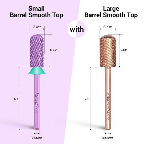 MelodySusie Safety Nail Drill Bits, 3/32'' Smooth Round Top Small Barrel Carbide Bits, Fast Remove Acrylic or Hard Gel for Manicure Pedicure Salon Professional or Beginner, Purple, Coarse