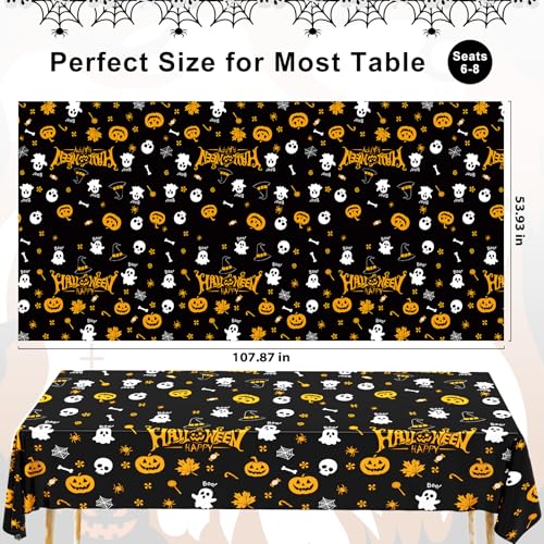 Halloween Disposable Plastic Tablecloth Rectangle 3 Pack - Spooky Design