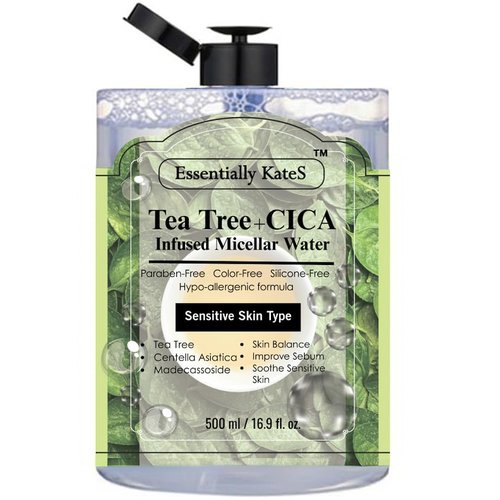 Essentially Kate's Micellar Cleansing Water - Hydrating Makeup Remover with Hyaluronic Acid & Tea Tree | 16.9 Fl Oz for Sensitive Skin