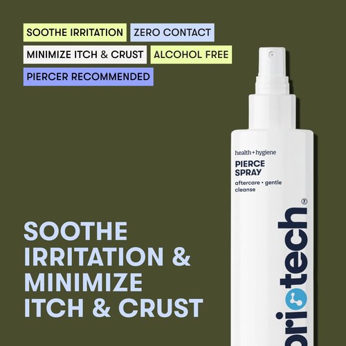 BRIOTECH Pierce Spray, Hypochlorous Acid, Gentle Piercing Aftercare, Calm Redness & Itch, Reduce Bumps, HOCl Saline Spray, Contact Free, No Rinse, Alcohol Free, 4 fl oz (2 Pack)