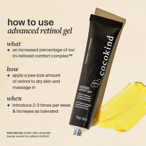 Cocokind Advanced Retinol Gel 0.5% - Smooth Fine Lines & Uneven Texture | Aloe & Cica, 1 fl oz