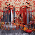 Halloween Creepy Red Cloth Door Decorations 6.5x6 ft - 2 Sets | Indoor Outdoor Haunted Scene