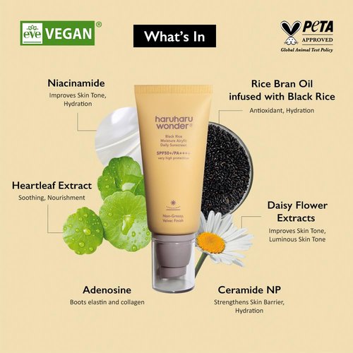 Haruharu Wonder Black Rice Sunscreen - Hydrating Daily SPF 50 with Velvet Finish | 1.69 fl. oz.