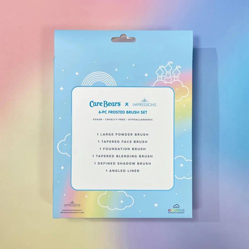 Impressions Vanity Care Bears 6 PCs Multi Colors Frosted Makeup Brush Set with Translucent Handles, Super Soft Bristles Makeup Brushes for Foundation, Face Powder, Eye Shadow and Liner Application