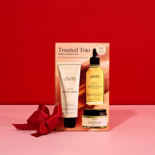 JVN Travel Essentials Hair Care Set - 3 Pack with Air Dry Cream, Recovery Serum & Scalp Oil