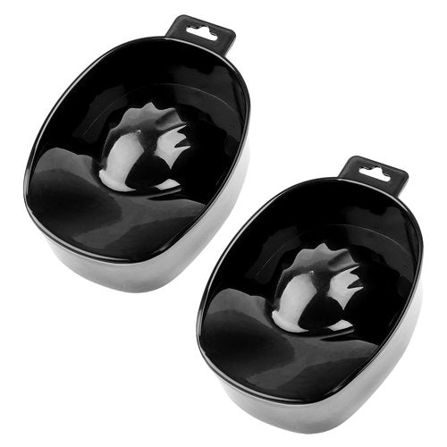 AUEAR, 2 Pack Manicure Bowl Nail Soaking Art Hand Soak Treatment Bowls Tray for SPA Tools (Black)