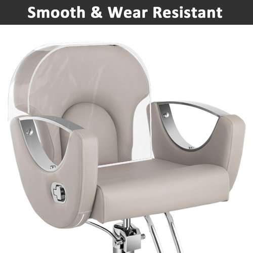 4Pcs Salon Chair Cover, Clear Round Barber Salon Chair Back Covers, Vinyl Chair Covers Protectors for Most Salon Chairs, Prevents Upholstery from Stains, Wear, and Damage to Salon Spa Chairs, White