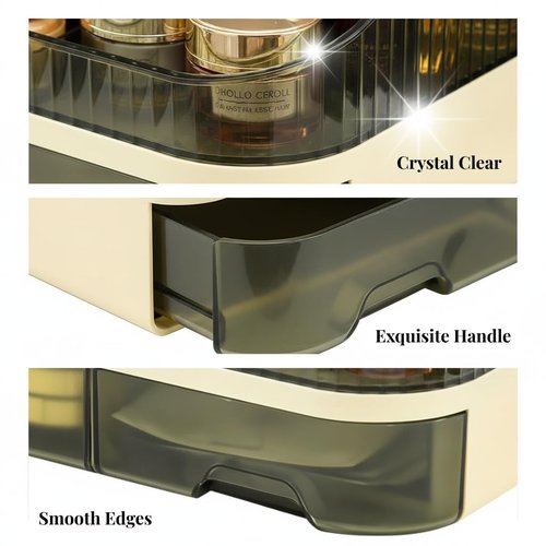 Tidyladyo Makeup Organizer with Dual Drawers - Large Capacity Countertop Cosmetic Storage for Skincare Vanity Bathroom