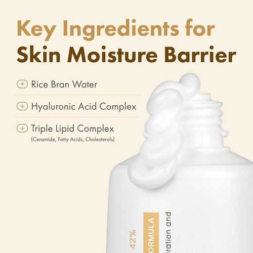 TOSOWOONG Real Glow Rice Cream, 42% Rice Bran Water Hydrating Face Moisturizer, Hyaluronic Acid, 6 Ceramides Deep Nourishment, Moisture Barrier Repair, Glass Skin, Korean Skincare, 50ml / 1.69 fl. oz.