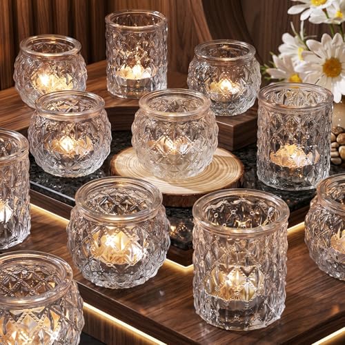 Clear Votive Candle Holders Set of 36 - Glass Tea Light Centerpieces for Wedding & Home Decor