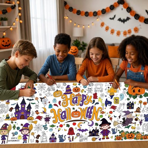 Halloween Giant Coloring Tablecloth - Kids Craft Activity and Party Decor - Variation: Halloween