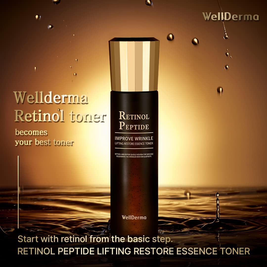 WellDerma Retinol Peptide Restore Essence Toner - Hydrating 150mL Toner with Collagen & Niacinamide