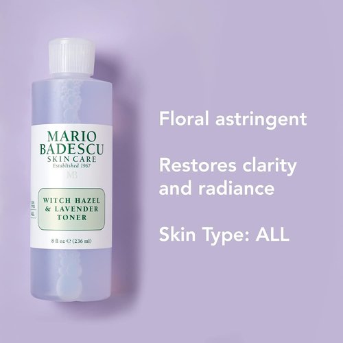 Mario Badescu Witch Hazel Facial Toner - Alcohol-Free, Lavender & Aloe Vera, 8 Fl Oz for Aging Skin
