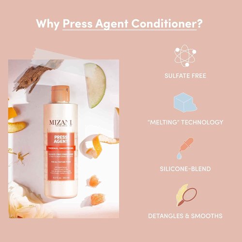 Mizani Press Agent Shampoo & Conditioner Set - Sulfate-Free, Detangles & Moisturizes Hair | 8.5 Fl Oz (Pack of 2)