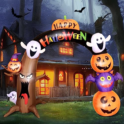 Halloween Inflatable Arch with LED Lights, Dead Tree Design, 10FT Long & 8FT Tall Yard Decoration