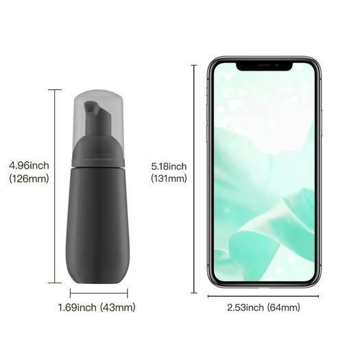 Owlyee 2oz Foam Bottle, Empty Travel Foaming Pump Dispenser for Hand Soap, Lash Cleanser, Shampoo (3PCS, Black)