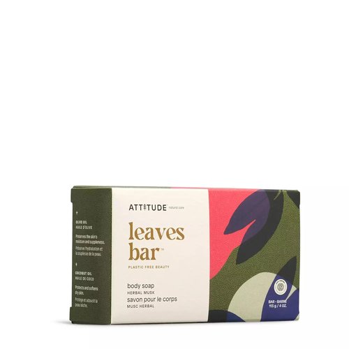 ATTITUDE Body Soap Bar - Natural Origin Formula with Coconut & Olive Oils | EWG Verified, Herbal Musk, 4 Oz