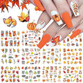 Fall Nail Stickers Set with Maple Leaf Pumpkin Turkey & More - 12 Sheets for DIY Nail Art