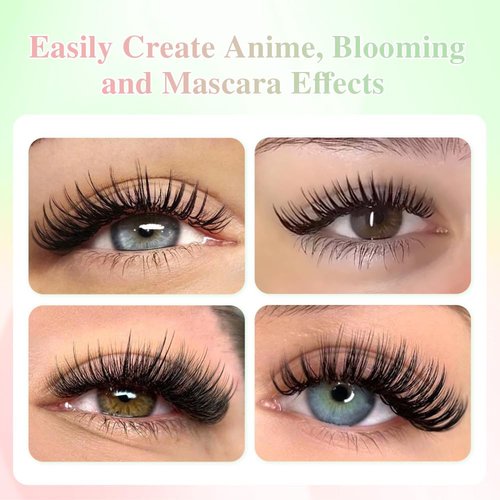 NAGARAKU Bouquet Eyelash Extensions, 5D Flower Spikes Lashes Premade 5D Flora Lash Extension, Matte Black Wispy Volume Eyelashes for Fairy Manga Style Salon Use 12 Rows (0.07 D Curl 8-15mm Mix)